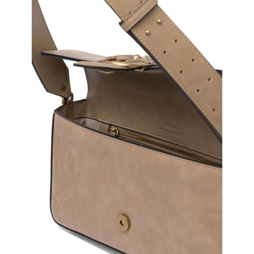 PINKO Love Birds Leather Shoulder Bag Women Beige Crossbody - Picture 5 of 5